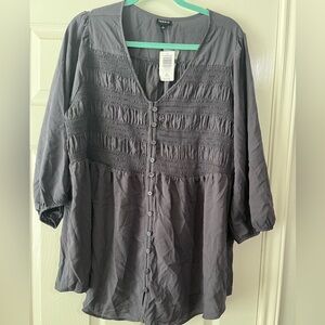 NWT - Grey Torrid 3/4 sleeve Blouse - size 1x - 14/16